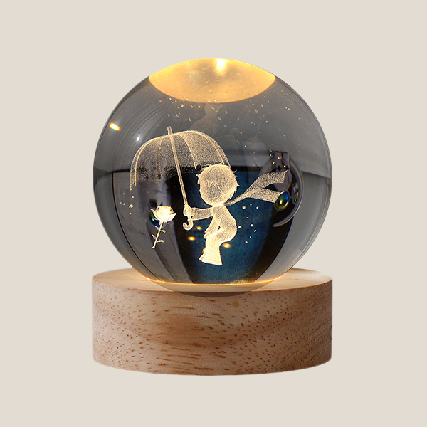 3D Crystal Ball Music Box With Projection Led Light